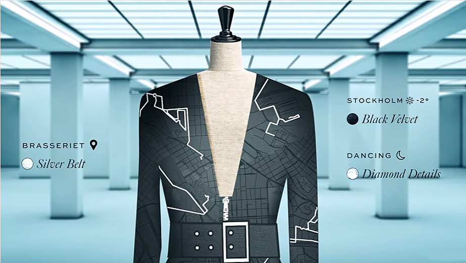 아이비레벨(Ivyrevel)과 구글(Google)이 협력하여 사람의 행동 데이터에서 옷을 디자인하고 주문할 수 있는 디지털 드레스 서비스 앱(APP) 데이터 드레스(Data Dress)(사진:본지DB)