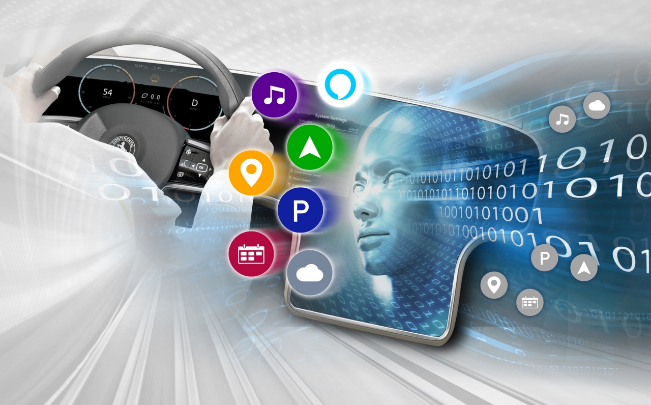 자동차 운전 조수, 아마존의 Alexa와 같은 디지털 비서가 지능적으로 연결된 차량 내 동행자가 될 수 있음을 보여준다.(사진:콘티넨탈)