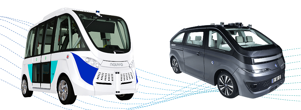 나비야 셔틀(NAVYA ARMA) 및 프랑스 최초의 자율 주행 택시인 오토놈 캡(Autonom Cab)(사진:나비야)
