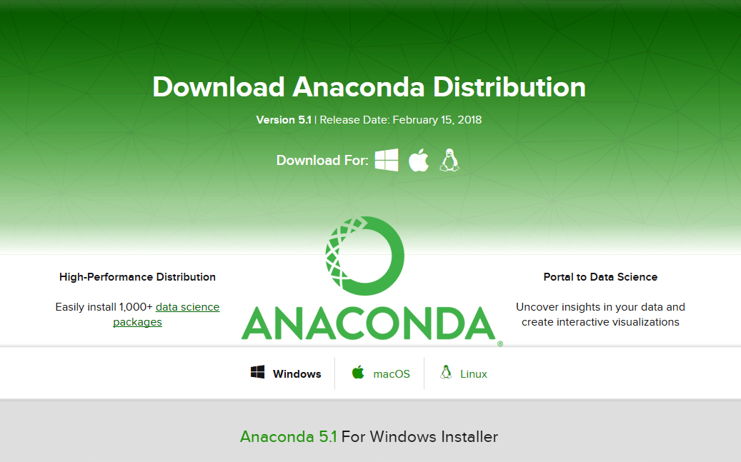 아나콘다 5.1 다운 페이지 캡처(사진:아나콘다 웹, 편집:본지)