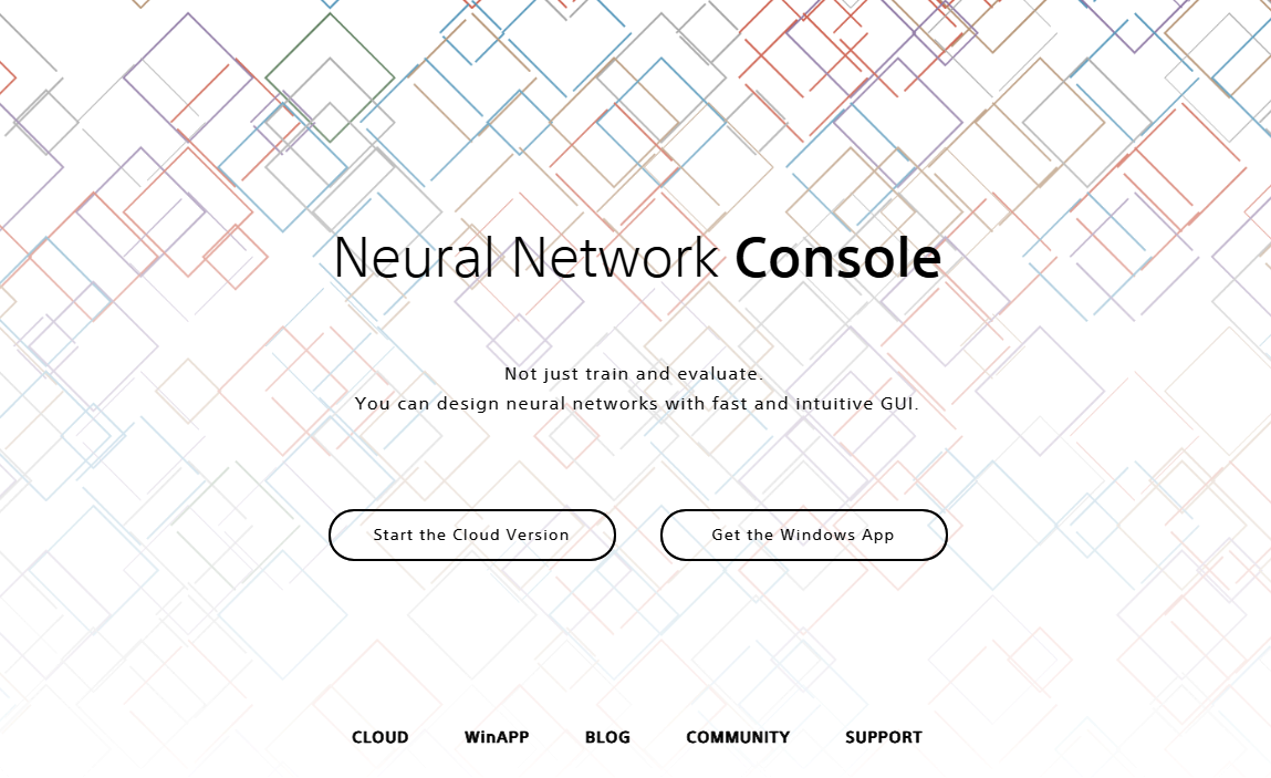 9일 공개된 '뉴럴 네트워크 콘솔(Neural Network Console) 클라우드 서비스' 화면 캡쳐