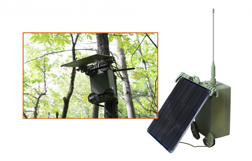 산림 범죄를 식별하도록 훈련된 강력한 인공지능 Tree-Mounted Device의 설치 및 모델 이미지(사진:아웃랜드 애널리틱스, 편집:본지)