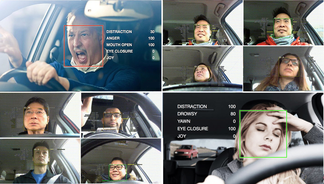 인공지능은 운전자의 얼굴을 인식하고 안전한 주행을 위해 운전자 피로 및 주의 산만 수준을 모니터링 하여 위험한 주행을 교정하는 적절한 경고 및 개입을 활성화시켜 오디오 또는 디스플레이 경고는 물론 운전자에게 안전밸트의 체결 상태를 유지하도록 지시하고, 이상상태시 안전 벨트가 진동하여 운전자에게 주의를 환기시키며, AI는 운행중 운전자의 피로, 분노, 주의 산만함의 정도를 감지하고 자동차가 일정 부분의 통제권을 넘겨받아야 하는지 여부를 판단할 수 있으며 운전자가 경고를 수용하면 다시 통제권을 회복할 수 있다.(사진:본지)