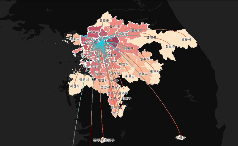 모바일 빅데이터 기반 유동인구 지도 공개(사진:통계청 빅데이터센터 홈페이지 캡처)