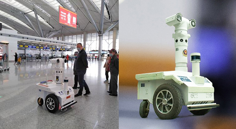 중국 구이양 공항에서 사용되고 있는 AI 스마트 패트롤 모바일 로봇(Qianxun patrol robot)(사진:본지DB)