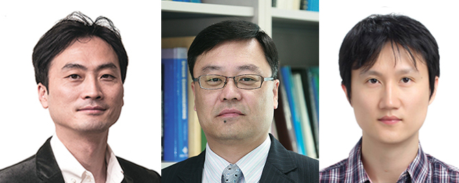 왼쪽부터, 한양대 장준혁 교수, KAIST 김회린 교수, 한양대 김태현 교수.