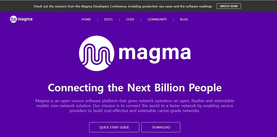 오픈소스 소프트웨어 플랫폼 '마그마(Magma)' 홈페이지 캡처