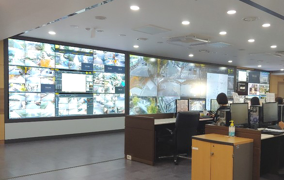 청주시 CCTV 통합관제센터 관제 전경(사진:청주시)