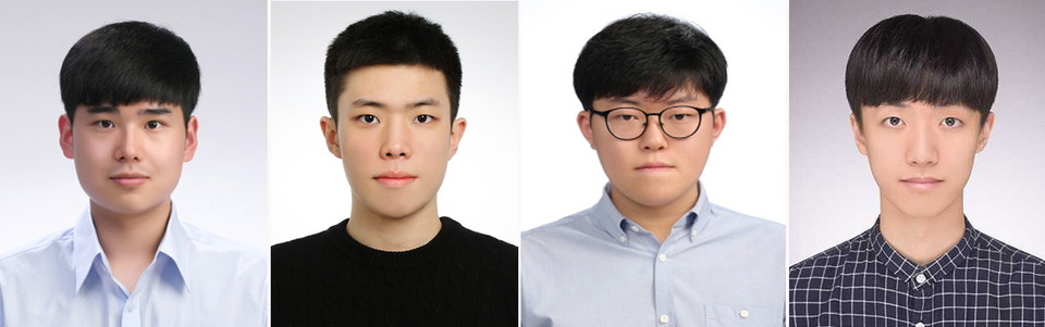 (왼쪽부터)  공동 제1 저자  박범식, 황랑기 연구원, 공동 저자 윤동호, 최윤혁 연구원 
