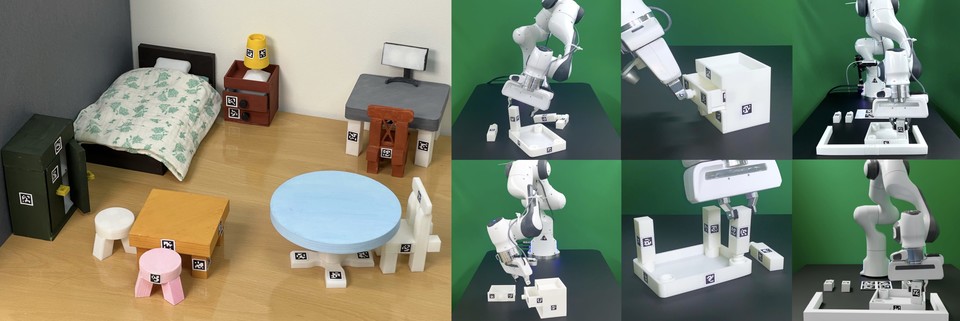 FurnitureBench는 실제 가구 조립 벤치마크로, 장시간의 복잡한 로봇 조작을 위한 재현 가능하고 사용하기 쉬운 플랫폼을 제공하는 것을 목표로 한다(사진:논문 갈무리)