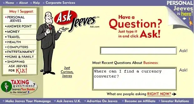 애스크닷컴(Ask.com) (전 애스크지브스(Ask Jeeves))의 질문 응답 서비스