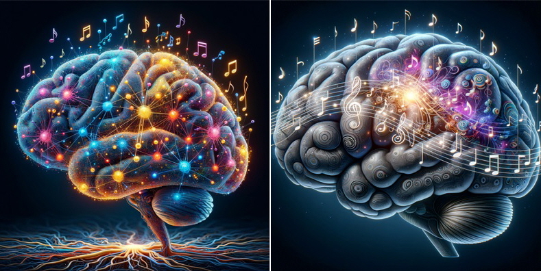 사진은 논문 내용을 바탕으로 DALL·E3 AI로 생성된 뇌와 인공신경망의 음악성 이미지