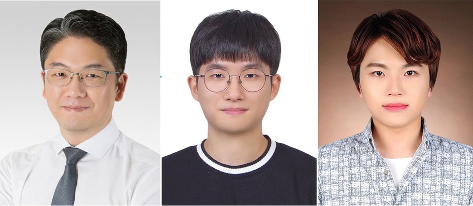 (왼쪽부터) 김민수 교수, 스티브박 교수, 박사과정 박성우, (주)그래파이 오세연 연구원